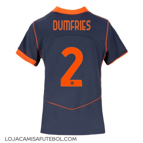 Camisa de Futebol Inter Milan Denzel Dumfries #2 Equipamento Alternativo Mulheres 2025-26 Manga Curta